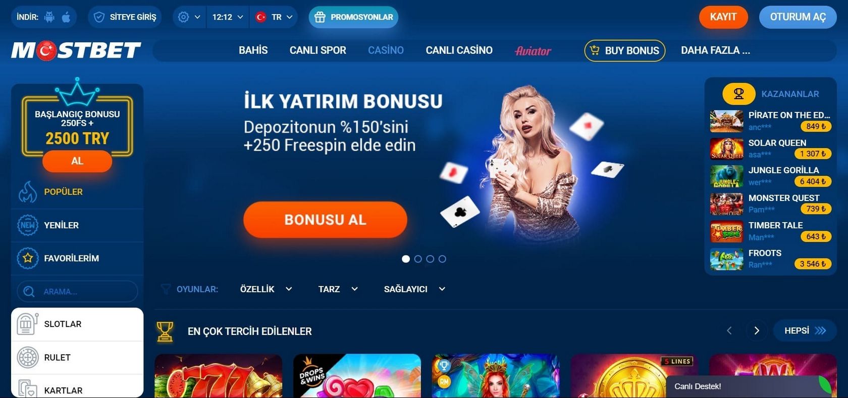 Mostbet hesap girişi